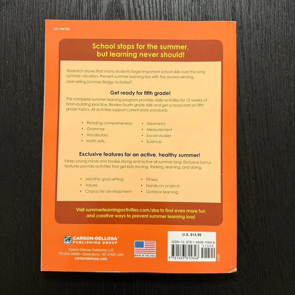 Summer Bridge Activities Grades 4‎ to 5 Workbook New Unused Homeschool